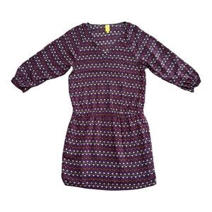 QMack Macy's Heart Print Dress Size M Medium V-Neck Pockets Viscose